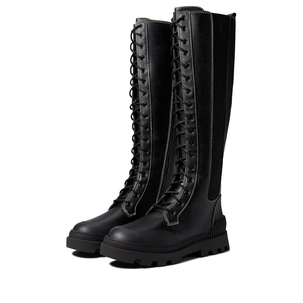 Circus Ina Women's Boot Lug Sole Combat Black Faux Leather Size 7.5